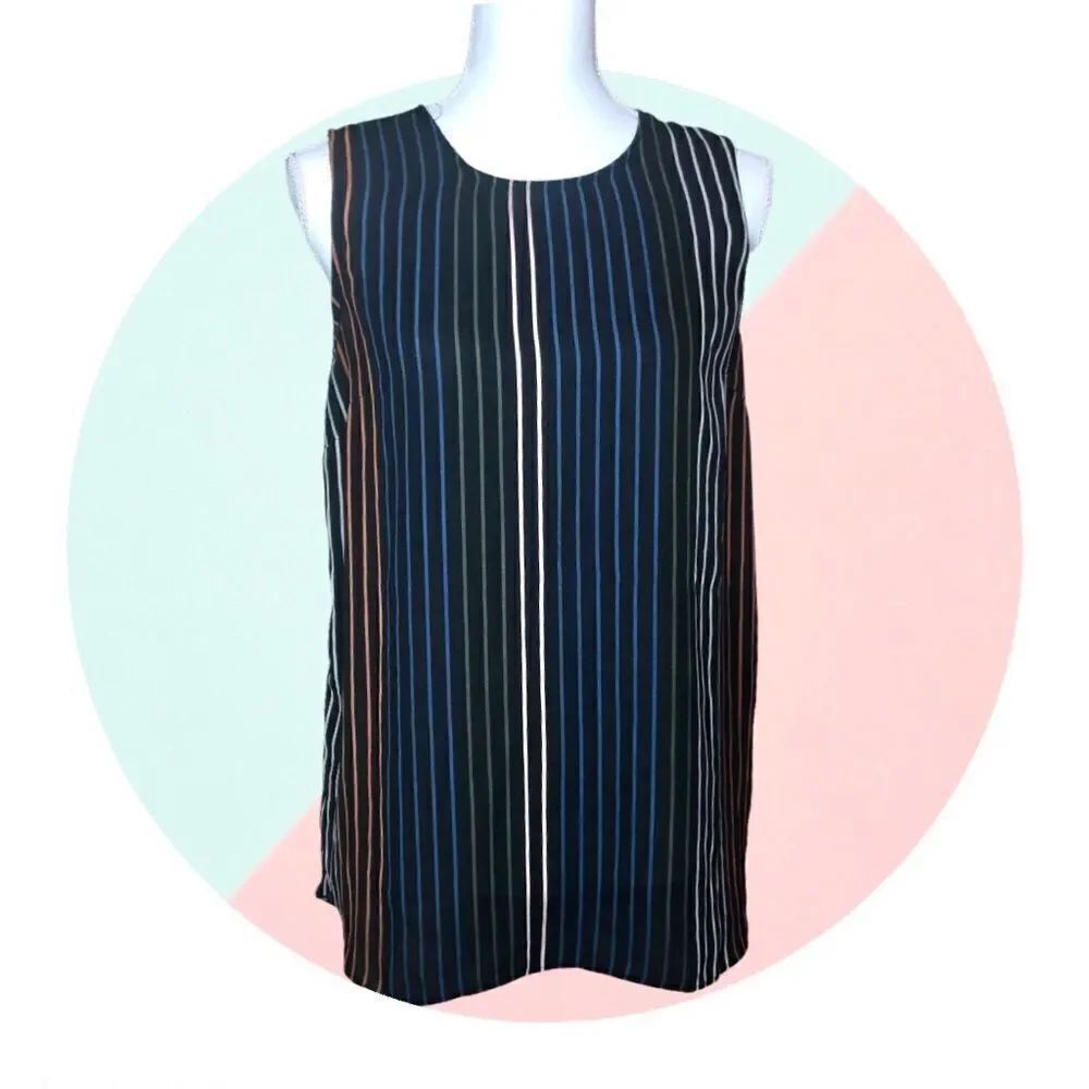 Who What Wear Striped Sleeveless Top Medium